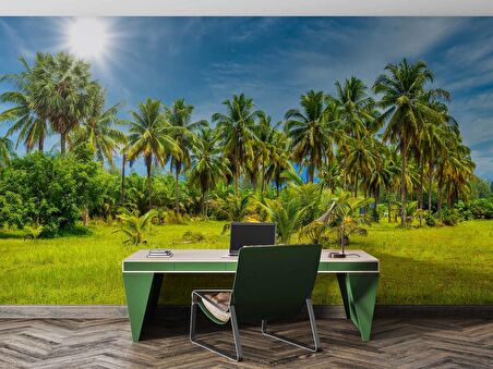 Palmiye Ağaçlı Duvar Kağıdı Baskı