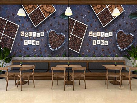 Cafe kahve zamanı Duvar Kağıdı Baskı