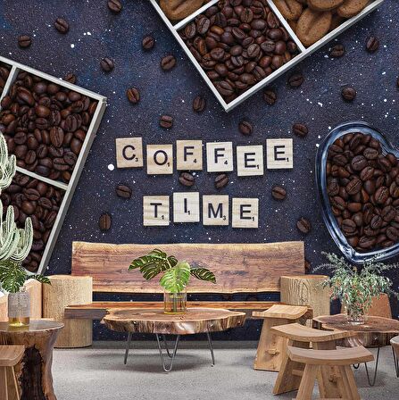 Cafe kahve zamanı Duvar Kağıdı Baskı