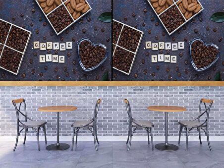 Cafe kahve zamanı Duvar Kağıdı Baskı