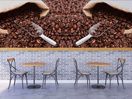 Kahve Çekirdeği Cafe Duvar Kağıdı Baskı