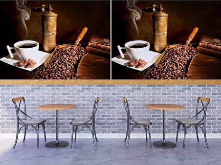 Kahve Öğütme Makinelı Cafe Duvar Kağıdı Baskı