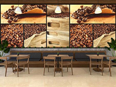 Kahve Çekirdekli Cafe Duvar Kağıdı Baskı