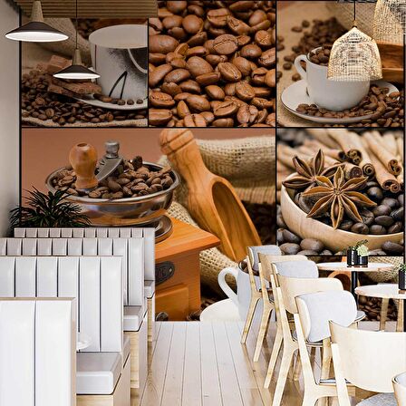 Öğütme Kahve Temalı Cafe Duvar Kağıdı Baskı
