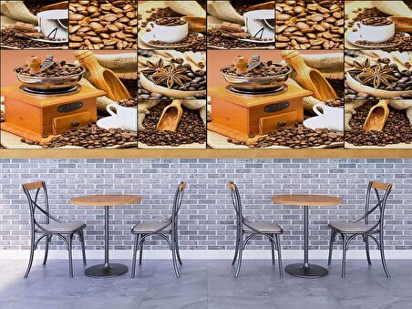 Öğütme Kahve Temalı Cafe Duvar Kağıdı Baskı