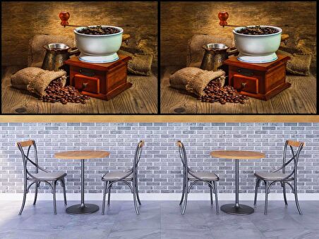 Kahve Öğütme Makineli Cafe Duvar Kağıdı Baskı