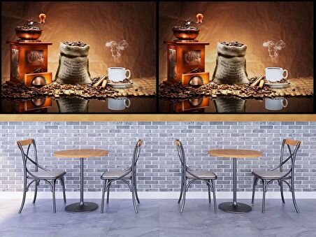 Kahve Öğütme Makineli Cafe Duvar Kağıdı Baskı