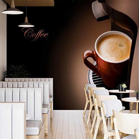 Kahve Makineli Cafe Duvar Kağıdı Baskı