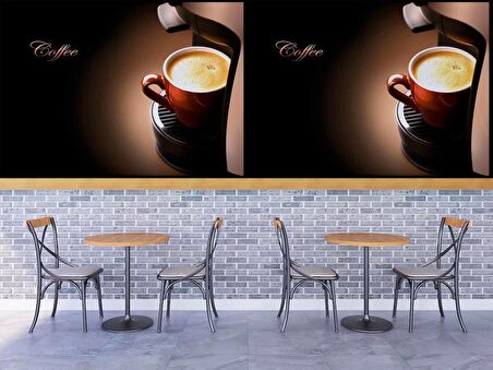 Kahve Makineli Cafe Duvar Kağıdı Baskı