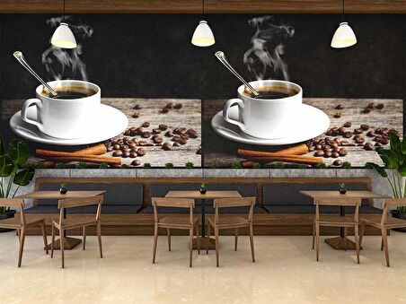Kahve Fincanı Cafe Duvar Kağıdı Baskı