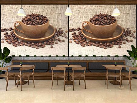 Fincanda Kahveli Cafe Duvar Kağıdı Baskı