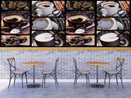 Kahveli Cafe Duvar Kağıdı Baskı