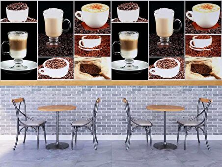 Kahve Çeşitleri Cafe Duvar Kağıdı Baskı