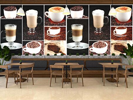 Kahve Çeşitleri Cafe Duvar Kağıdı Baskı
