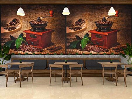 Kahve Öğütme Makinesi Cafe Duvar Kağıdı Baskı
