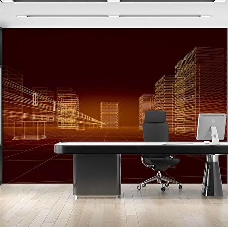 Apartman Çizimi Emlak ve Gayrimenkul Duvar Kağıdı Baskı