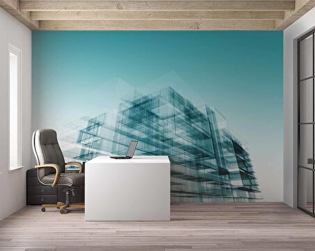 Soyut Bina Çizimi Emlak ve Gayrimenkul Duvar Kağıdı Baskı