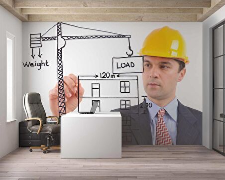 Mimari Çizim Emlak ve Gayrimenkul Duvar Kağıdı Baskı