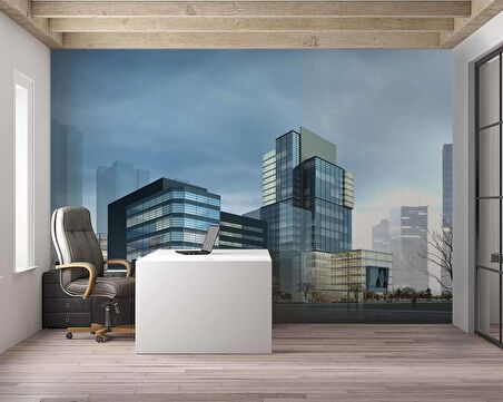 Camlı Bina Emlak ve Gayrimenkul Duvar Kağıdı Baskı