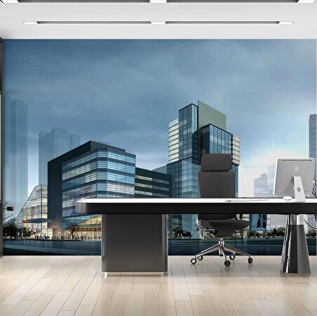 Camlı Bina Emlak ve Gayrimenkul Duvar Kağıdı Baskı