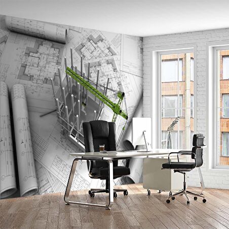 Mimari Çizim Emlak ve Gayrimenkul Duvar Kağıdı Baskı