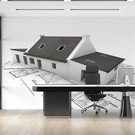 Bina Çizim Emlak ve Gayrimenkul Duvar Kağıdı Baskı