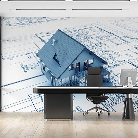 Ev Çizim Emlak ve Gayrimenkul Duvar Kağıdı Baskı