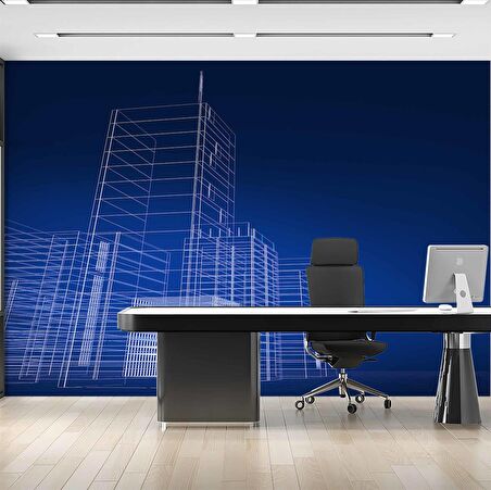 Bina Çizimi Emlak ve Gayrimenkul Duvar Kağıdı Baskı