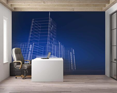 Bina Çizimi Emlak ve Gayrimenkul Duvar Kağıdı Baskı