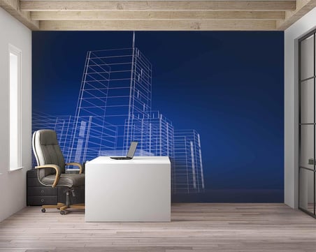 Bina Çizimi Emlak ve Gayrimenkul Duvar Kağıdı Baskı