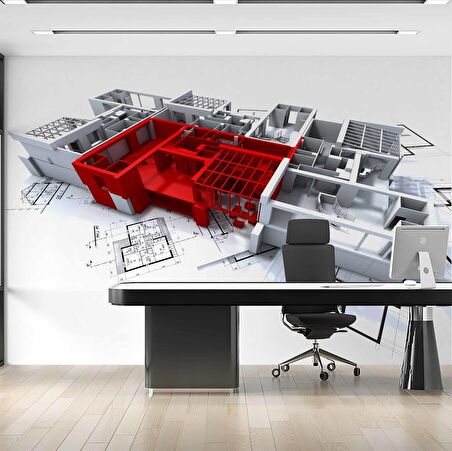 Mimari Proje Emlak ve Gayrimenkul Duvar Kağıdı Baskı