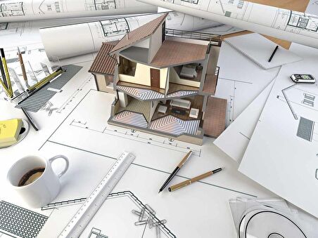 Mimari Ev Projesi Emlak ve Gayrimenkul Duvar Kağıdı Baskı