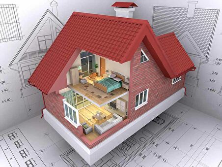 Mimari Ev Çizimi Gayrimenkul Emlak ve Gayrimenkul Duvar Kağıdı Baskı