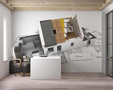 Mimari Ev Projesi Gayrimenkul Emlak ve Gayrimenkul Duvar Kağıdı Baskı