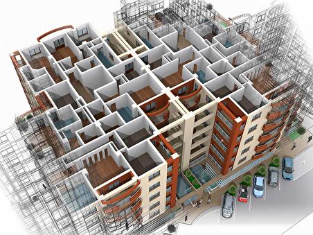 Mimari Apartman Projesi Gayrimenkul Emlak ve Gayrimenkul Duvar Kağıdı Baskı