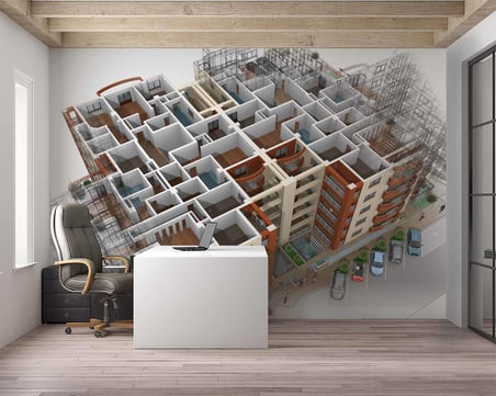 Mimari Apartman Projesi Gayrimenkul Emlak ve Gayrimenkul Duvar Kağıdı Baskı