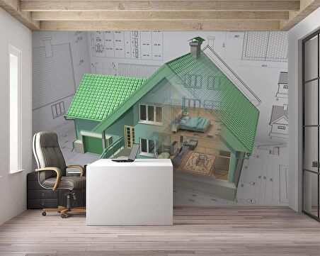 Ev Projesi Mimari Gayrimenkul Emlak ve Gayrimenkul Duvar Kağıdı Baskı