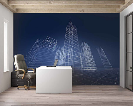 Soyut Bina Projesi Gayrimenkul Emlak ve Gayrimenkul Duvar Kağıdı Baskı