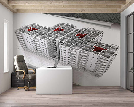 Mimari Site Çizimi Gayrimenkul Emlak ve Gayrimenkul Duvar Kağıdı Baskı