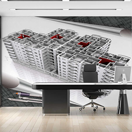 Mimari Site Çizimi Gayrimenkul Emlak ve Gayrimenkul Duvar Kağıdı Baskı