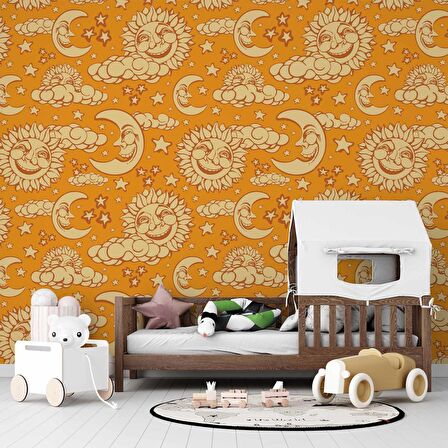 Güneş-Ay Çocuk Odası Duvar Kağıdı Baskı