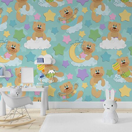 Ayıcık-Bulut Duvar Kağıdı Baskı