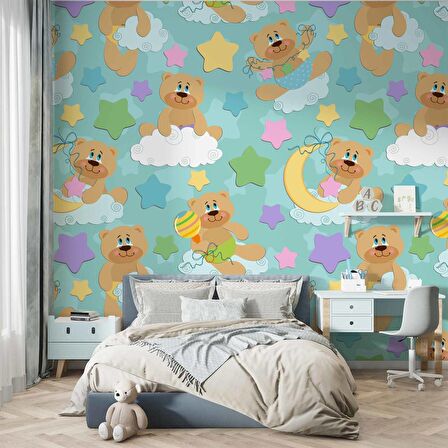 Ayıcık-Bulut Duvar Kağıdı Baskı