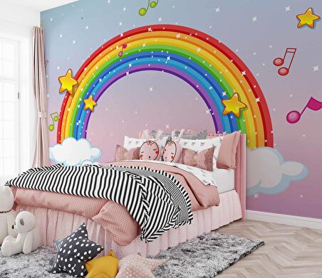 Gökkuşağı Çocuk Odası Duvar Kağıdı Baskı