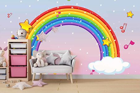 Gökkuşağı Çocuk Odası Duvar Kağıdı Baskı