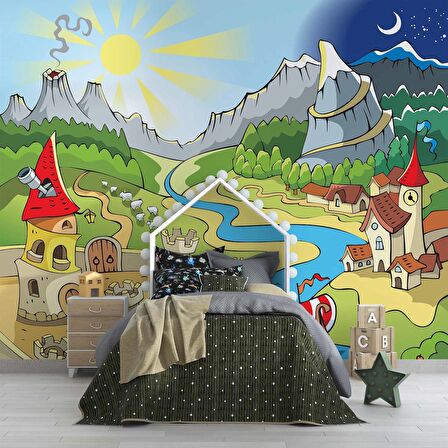 Masal Şehri Çocuk Odası Duvar Kağıdı Baskı