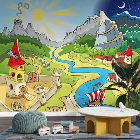 Masal Şehri Çocuk Odası Duvar Kağıdı Baskı