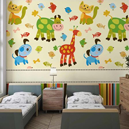 Hayvanlar Alemi Çocuk Duvar Duvar Kağıdı Baskı