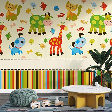 Hayvanlar Alemi Çocuk Duvar Duvar Kağıdı Baskı