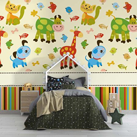 Hayvanlar Alemi Çocuk Duvar Duvar Kağıdı Baskı